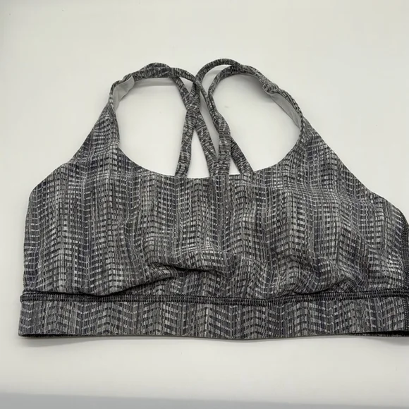 Lululemon Energy Sports Bra 4 Power Luxtreme Arrow Jacquard Silver Spoon Size 8 - Picture 4 of 7